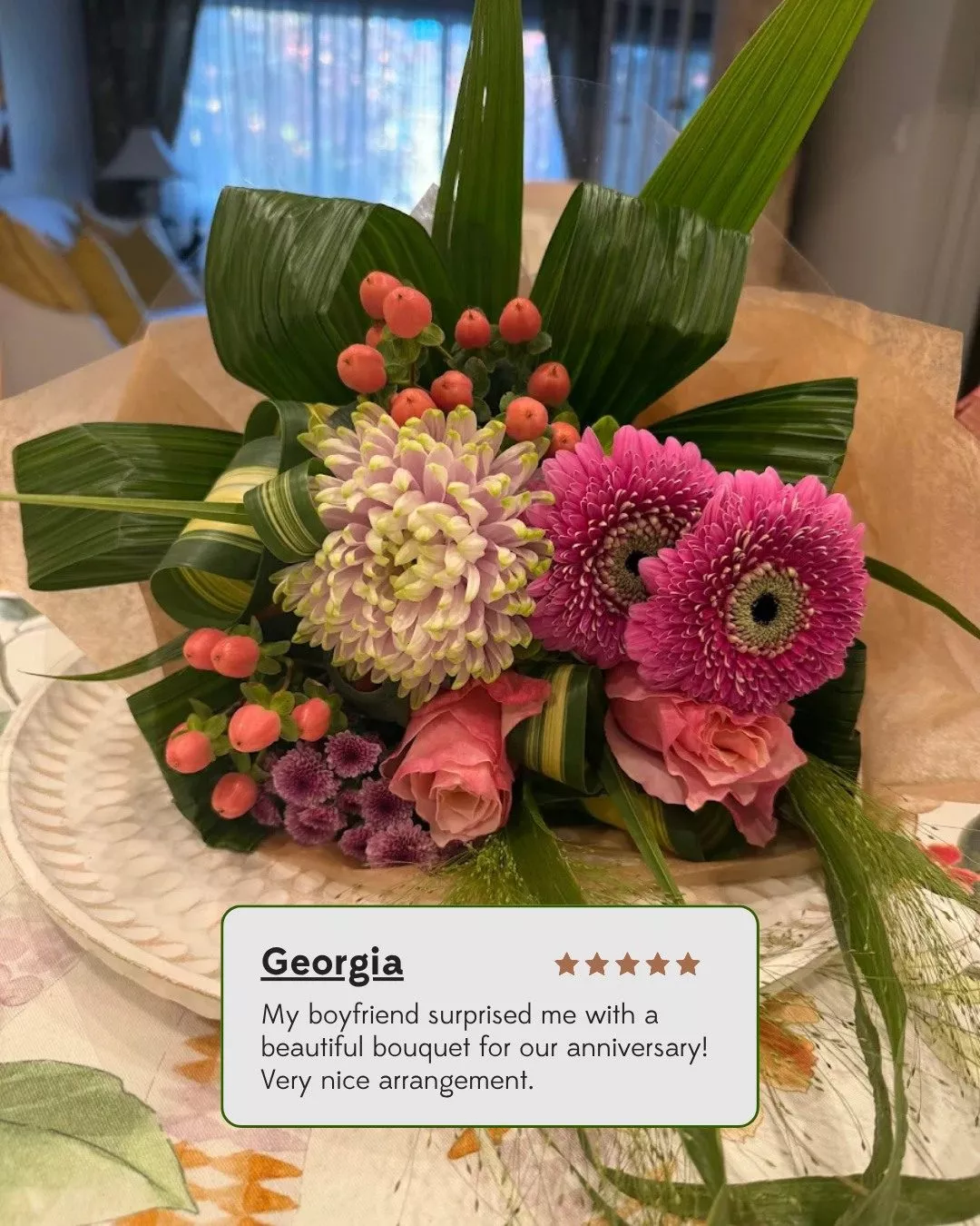 Quelle belle attention pour un anniversaire! 💛 Merci pour le partage, Georgia! / Such a lovely anniversary surprise! Thanks for sharing! 💐

📸Avis de Georgia sur Google My Business

#temoignageclient #googlereview #fleuriste #fleuristemontreal #anniversarybouquet #bouquetdefleurs