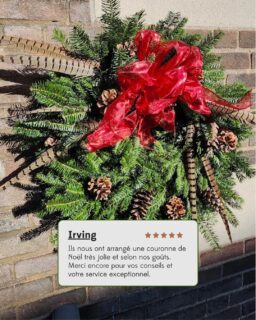 Merci à Irving pour ses bons mots! ✨

Envie d’une couronne créée juste pour vous? On vous accompagne pour imaginer celle qui complétera parfaitement votre décor des fêtes. 🎄

Psst! Vous pourriez remporter une couronne gratuite en participant à notre concours des fêtes. 👀Vous avez simplement à nous laisser un avis sur Google d'ici le 20 décembre! (🔗lien en bio)

#couronnedenoël #christmaswreath #couronnedefleurs #couronnesdefleursséchées #décorationdenoël #noël
